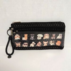 Creative Details Black Zippered Bag with Dog Print 8.5"X4.5"